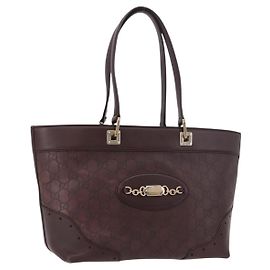 Borsa Tote GUCCI GG Canvas Guccissima in pelle marrone e oro 145993 Auth 191338V