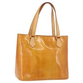LOUIS VUITTON Monogram Vernis Houston Handtasche Beige M91004 LV Auth 191517