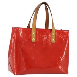 LOUIS VUITTON Monogram Vernis Reade PM Hand Bag Rouge M91088 LV Auth BA14001