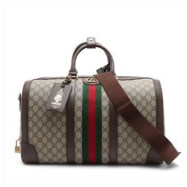 Gucci Borsa Ophidia Boston in pelle e tela GG Supreme marrone
