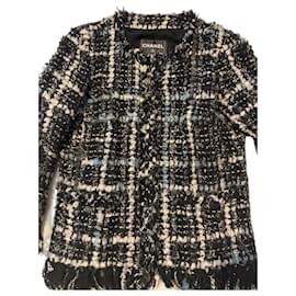 Chanel Tweed-Jacke Schwarz-Weiß