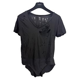 Body T-shirt de algodón negro desgastado Unravel Project