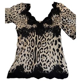 Dolce & Gabbana Top de seda estampado leopardo y encaje