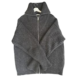 Lemaire Maglione con Zip in Misto Alpaca Grigio