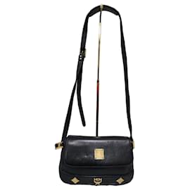 MCM Vintage Leather Studded Crossbody/Shoulder Bag Black
