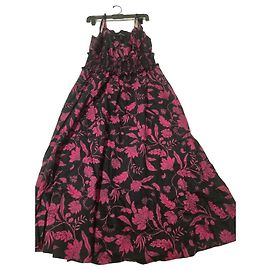 Bcbg Max Azria BCBGMAXAZRIA Abito Lungo Stampa Floreale Nero e Fucsia