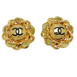 Pendientes de clip Chanel Coco Mark bañados en oro para mujer