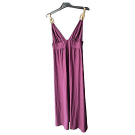 Autre Marque Calarend langes Kleid in Pflaumenfarbe mit Goldringen