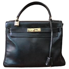 Hermès Kelly 28 Borsa Pelle Box Nera