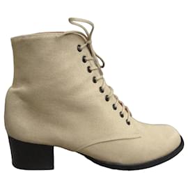 Botas con cordones Robert Clergerie en lona beige