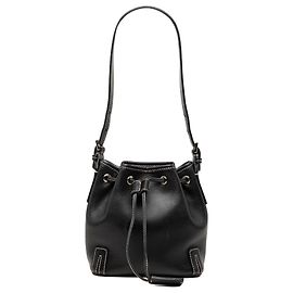 Borsa a secchiello in pelle nera con coulisse Burberry