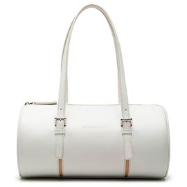 Bolsa de ombro barrel em couro branco Burberry