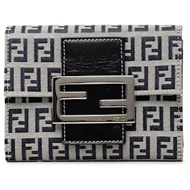 Fendi Trifold-Geldbörse aus grauem Zucchino-Canvas