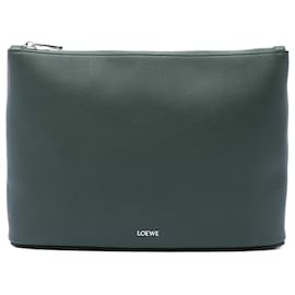 Clutch LOEWE in pelle verde con logo - Loewe