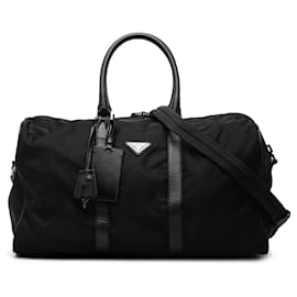 Borsa da viaggio Prada in Tessuto nero con finiture in Saffiano