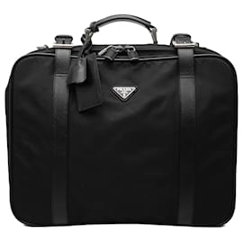 Prada Koffer Tasche aus Tessuto in Schwarz mit Saffiano-Besatz
