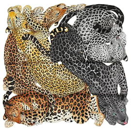 Hermès Hermes Schal Lazy Leopardesses 90 cm Seide camel beige Carré Leopard Tier 35" AUC90365_0702