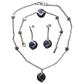Montblanc Sterling Silber Stern Blau Resin Schmuckset