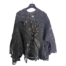 Giacca Junya Watanabe in misto lana nera con decorazioni in paillettes