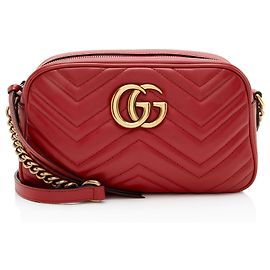 Borsa a tracolla piccola Gucci Matelasse Leather GG Marmont