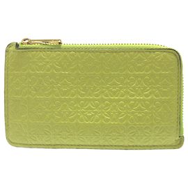 Porta-cartões de couro verde Loewe