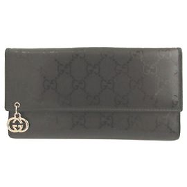 Gucci GG Imprimé Black zweifach gefaltetes langes Portemonnaie