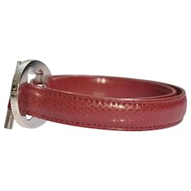 Montblanc Bracciale Cuff in Pelle di Lucertola Rossa e Argento 925
