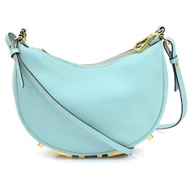 Borsa a tracolla in pelle azzurro chiaro Fendi