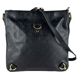 Borsa a tracolla in pelle nera Guccissima Gucci