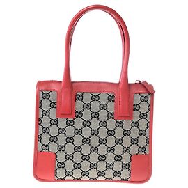 Tote Gucci Vintage Zip GG Canvas con pelle Large