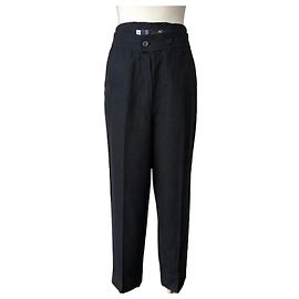 Claude Montana Paris schwarze Leinenhose mit hoher Taille