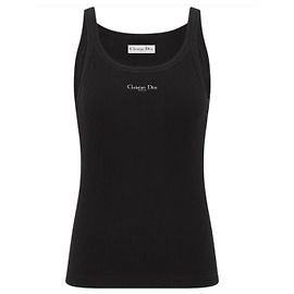 Christian Dior Top de Tirantes Acanalado Negro