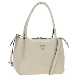 Borsa PRADA Vittero Dino Leather 2way White Gold Auth 190387V