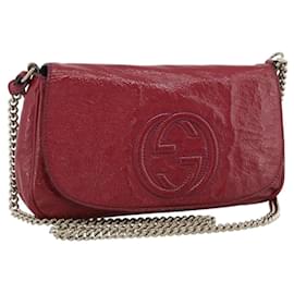 Borsa a tracolla GUCCI Chain Soho vernice Rosa Oro 336752 Auth ka5192