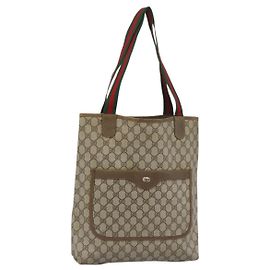 Borsa Tote GUCCI GG Supreme in PVC e pelle Beige 39 02 003 Auth 191018