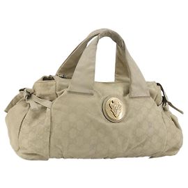 Borsa GUCCI GG Canvas Guccissima in Pelle Avorio Oro 197020 Auth bs36026
