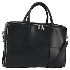 BOTTEGA VENETA Maxi INTRECCIATO Bag Leather 2way Black Silver Auth 190305