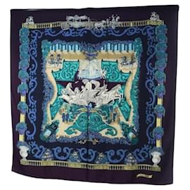 Hermès HERMES Carre 140 Scarf "Le Paradis du Ray" Cashmere Navy Auth hk3922M