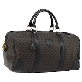 Borsa Boston CELINE Macadam Canvas PVC Pelle Nera Oro Auth 189541A - Céline