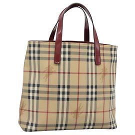 Bolso de mano BURBERRY Nova Check en PVC Beige Silver Auth 190798A