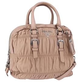 Borsa a mano arricciata PRADA in pelle 2way Rosa Argento Auth 190719V