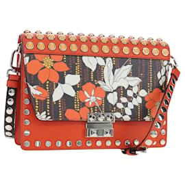 Borsa a Spalla PRADA in Pelle Arancione Argento Auth 190652M