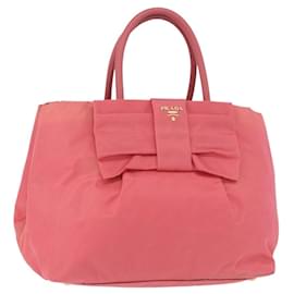 Borsa a mano PRADA Ribbon Nylon Pink Gold Auth 191389A