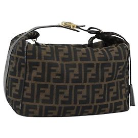 Borsa a Mano FENDI Zucca Canvas Nero Marrone Auth 188089