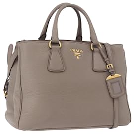 Borsa PRADA Vitterodino in pelle 2way Grigio Oro Auth BA13937V