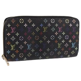 LOUIS VUITTON Monogram Multicolor Zippy Long Wallet Black M60243 LV Auth bs36045
