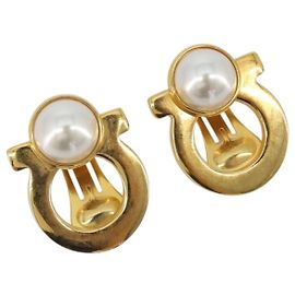Orecchini Salvatore Ferragamo Gancini in metallo Oro Autentico BA13862V