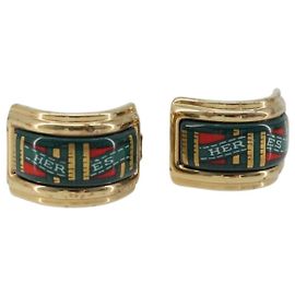 Hermès Boucles d'oreilles HERMES Emile en métal Green Auth BA13857V