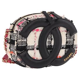 CHANEL Borsa a Spalla Matelasse con Catena Tweed Multicolor Oro CC Auth 191646SM