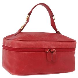 Pochette cosmetica GUCCI Horsebit in pelle rossa e oro Auth 191565